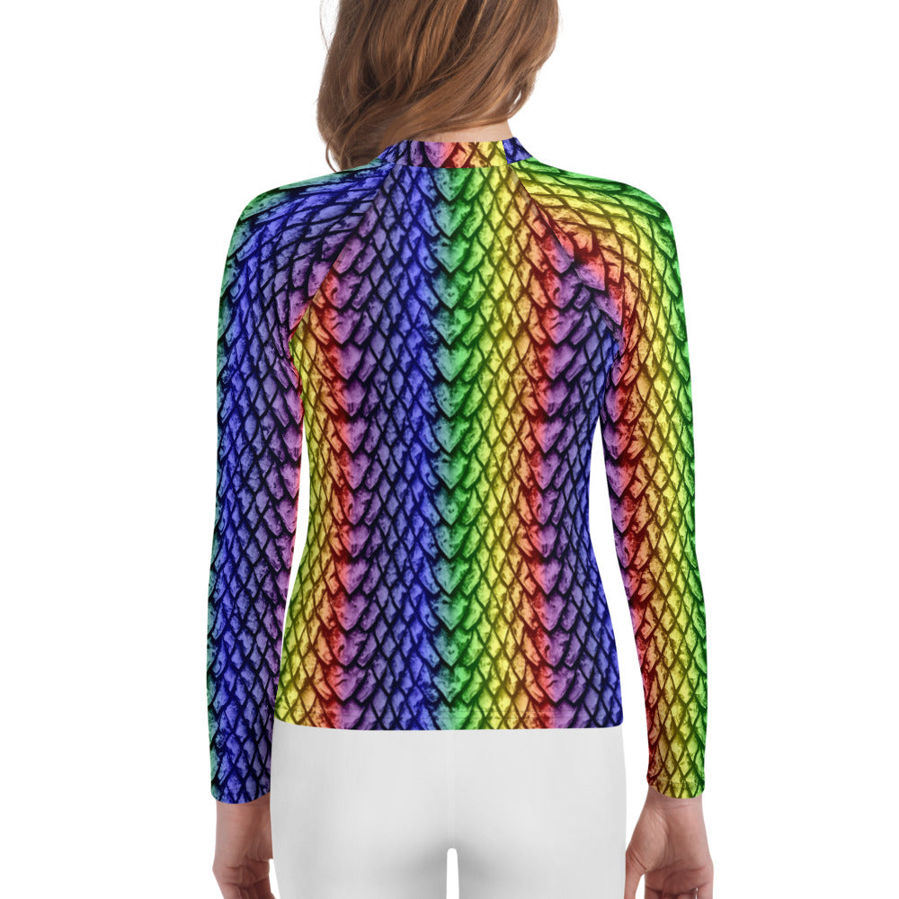 Rainbow Dragon Scale Youth Rash Guard