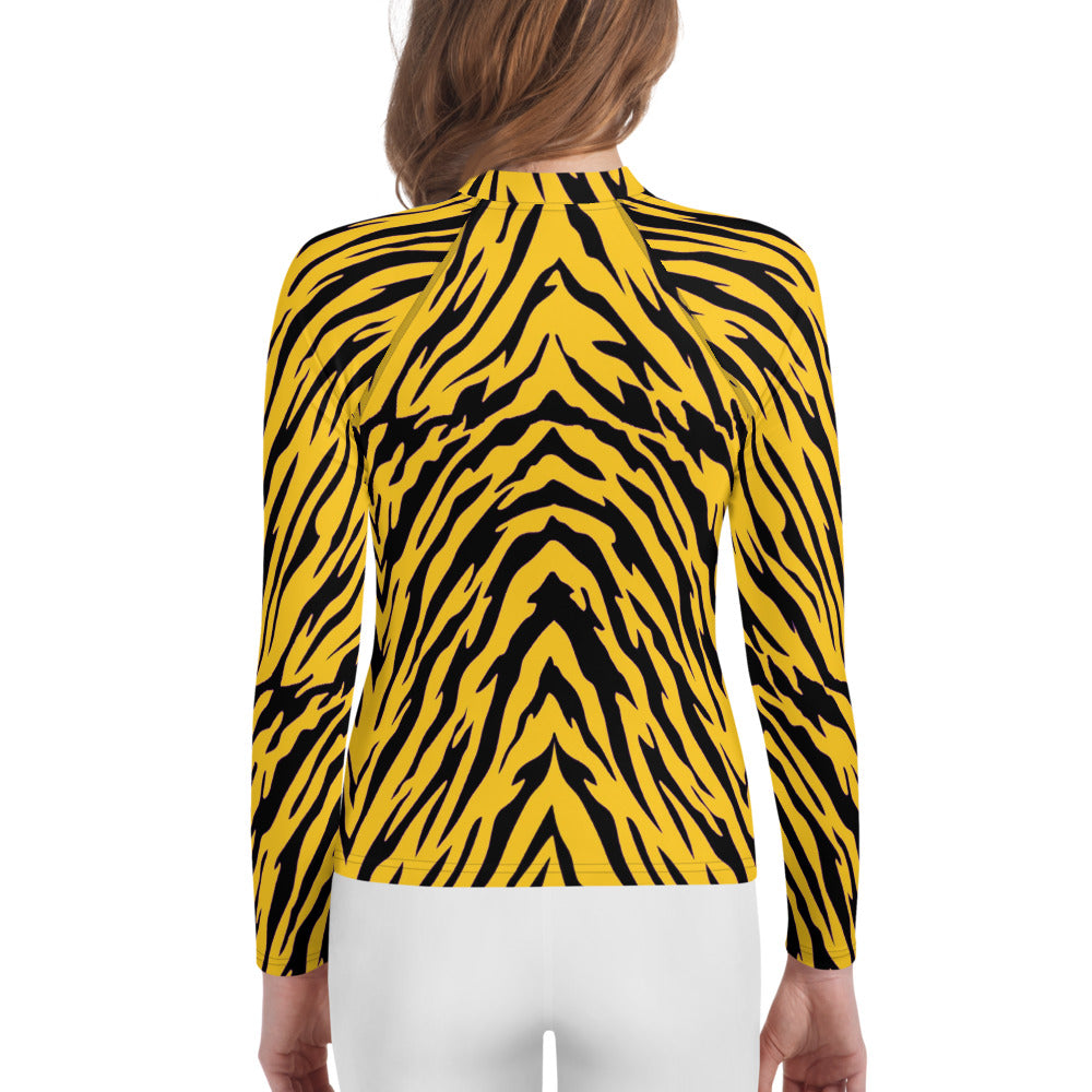 Black and Gold Tiger Stripes Youth Rash Guard