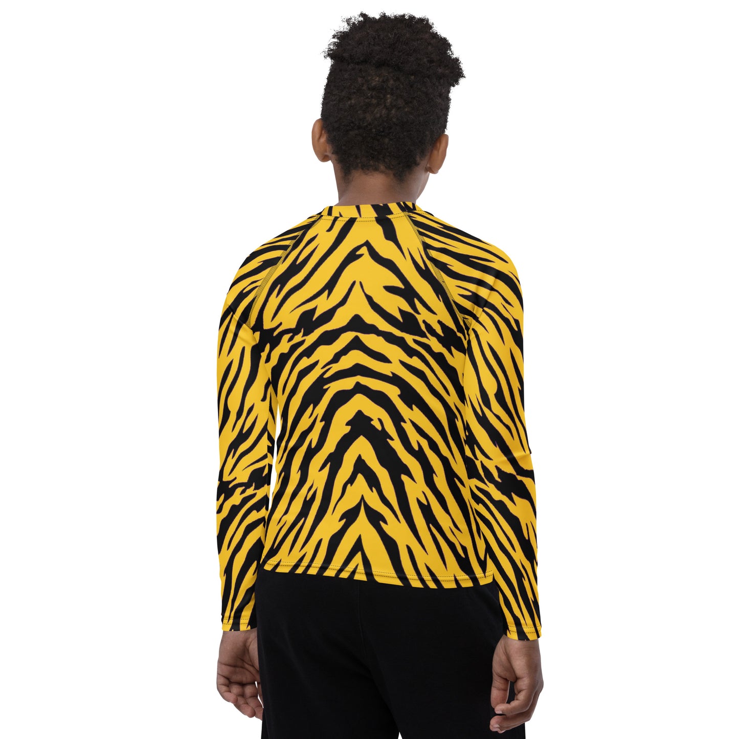 Black and Gold Tiger Stripes Youth Rash Guard