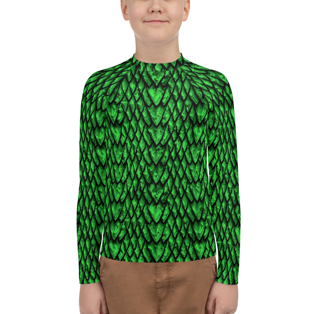 Emerald Dragon Scale Youth Rash Guard