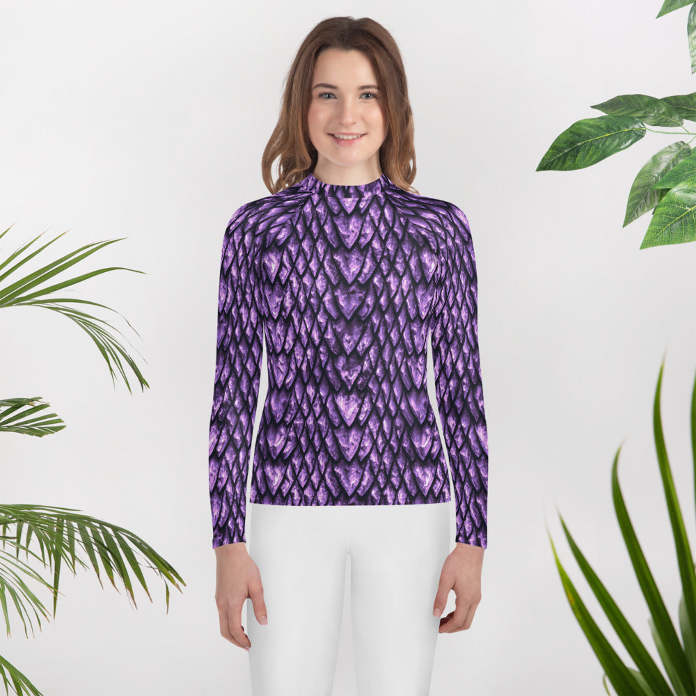 Amethyst Dragon Scale Youth Rash Guard