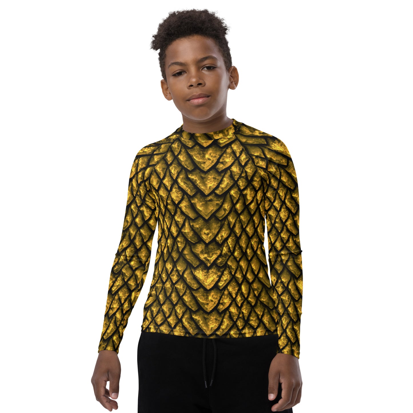 Gold Dragon Scale Youth Rash Guard