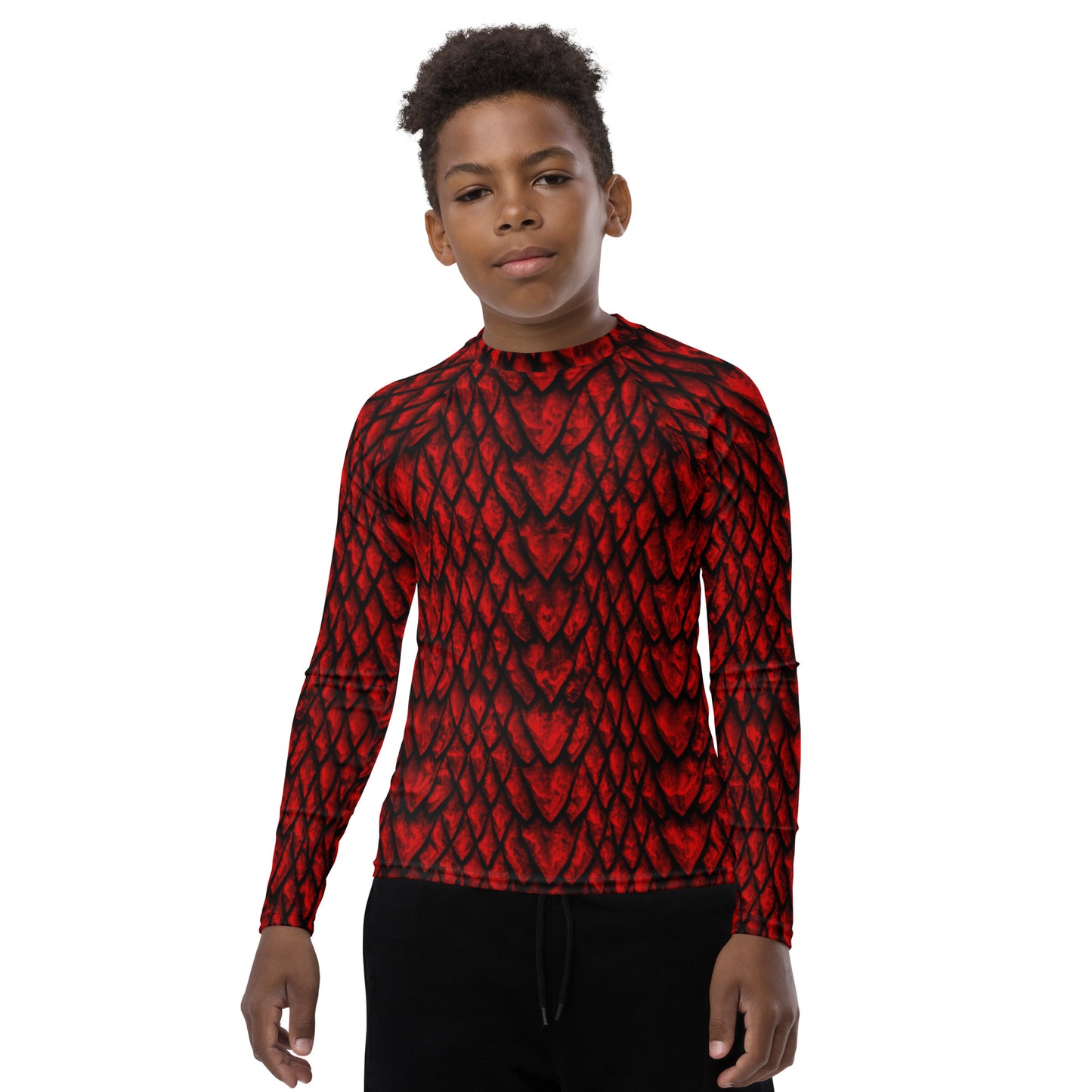 Ruby Dragon Scale Youth Rash Guard