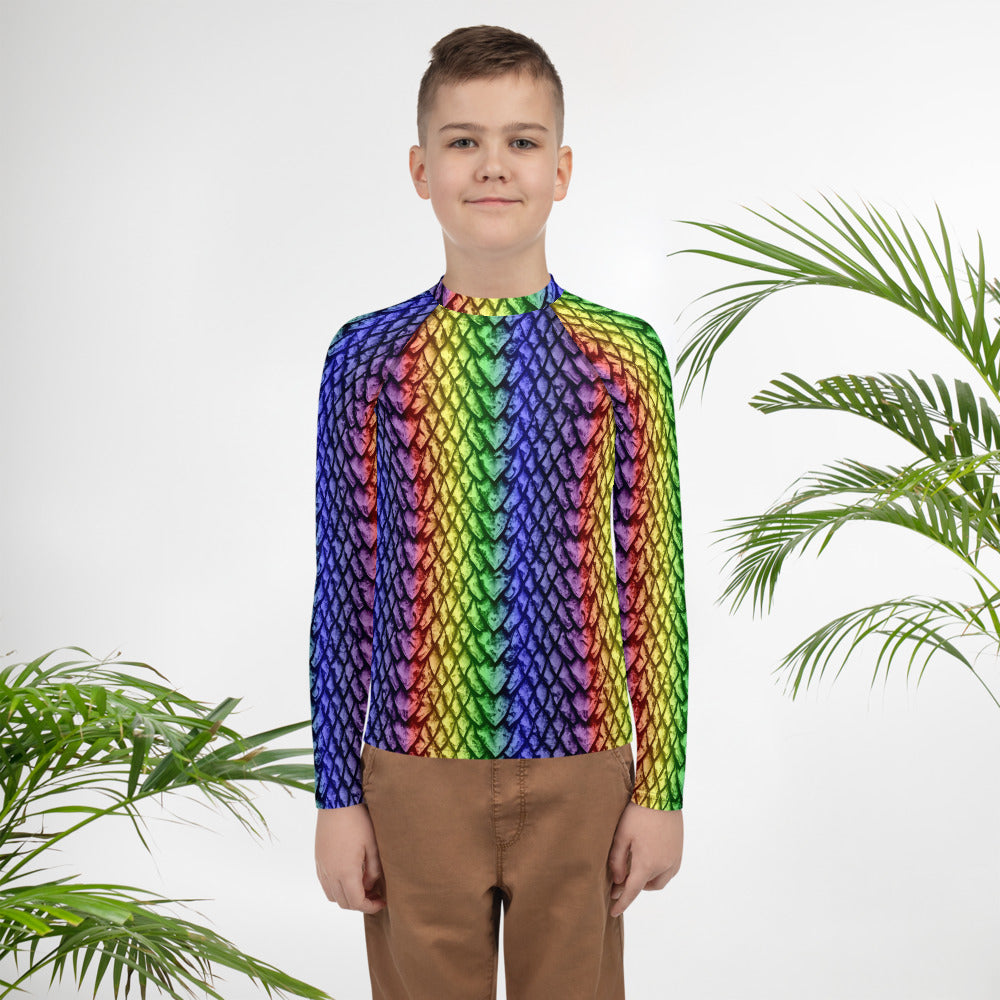 Rainbow Dragon Scale Youth Rash Guard