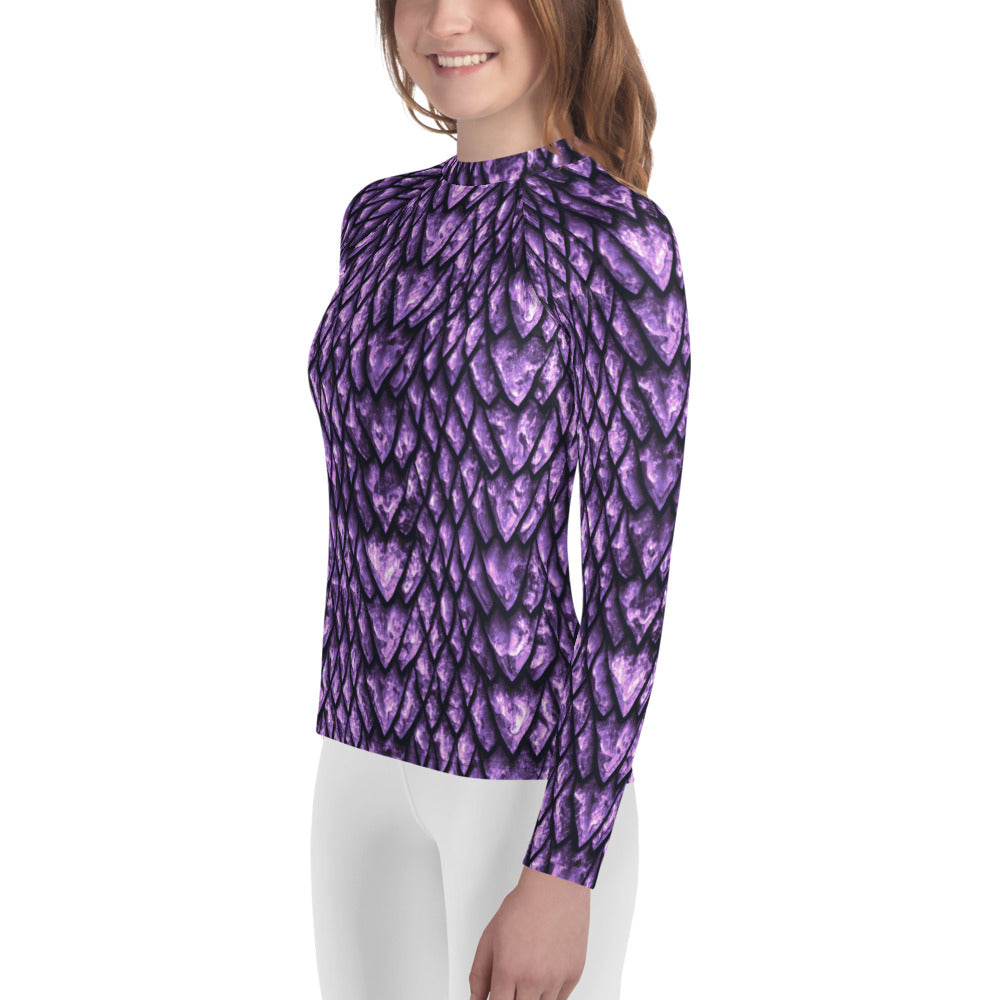 Amethyst Dragon Scale Youth Rash Guard