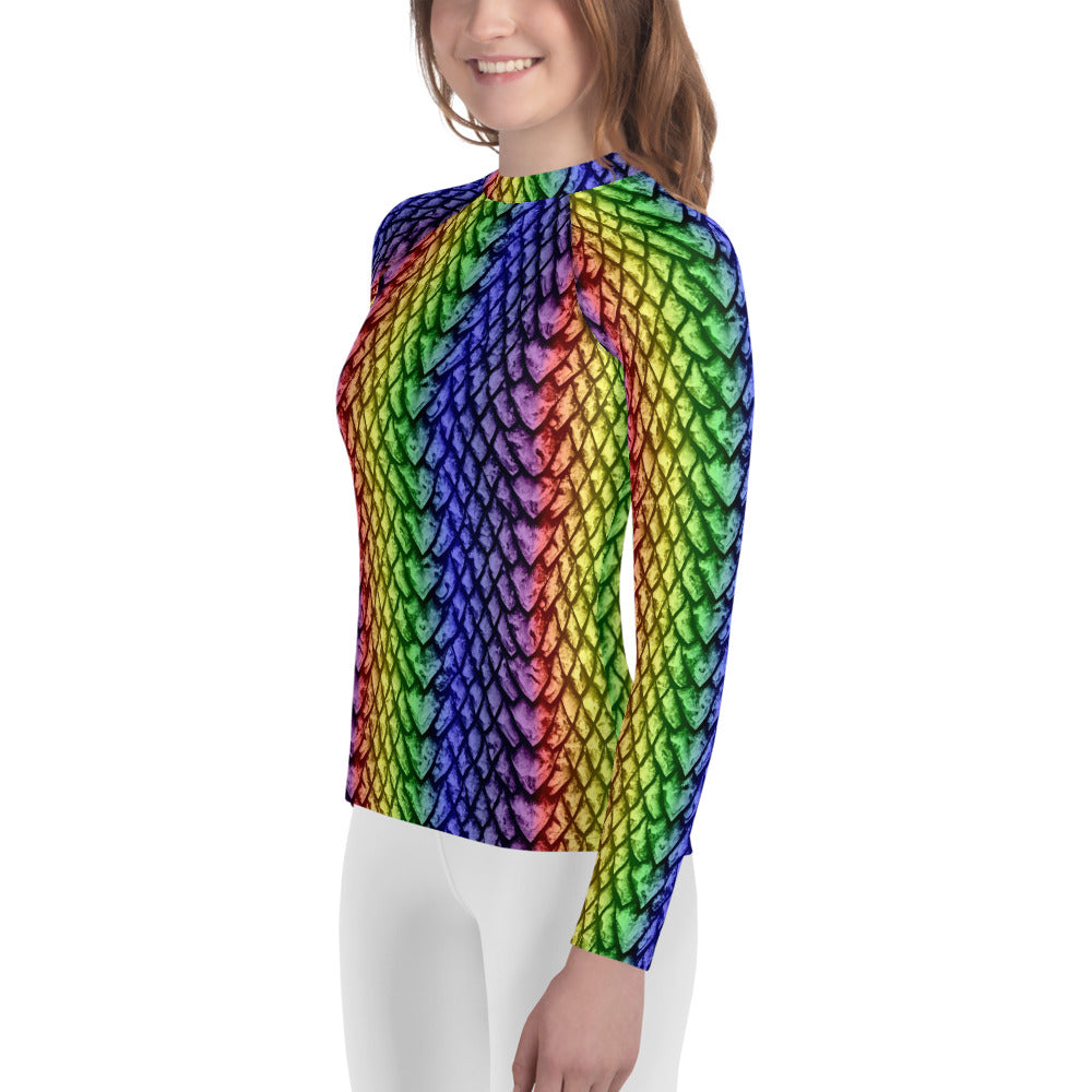 Rainbow Dragon Scale Youth Rash Guard