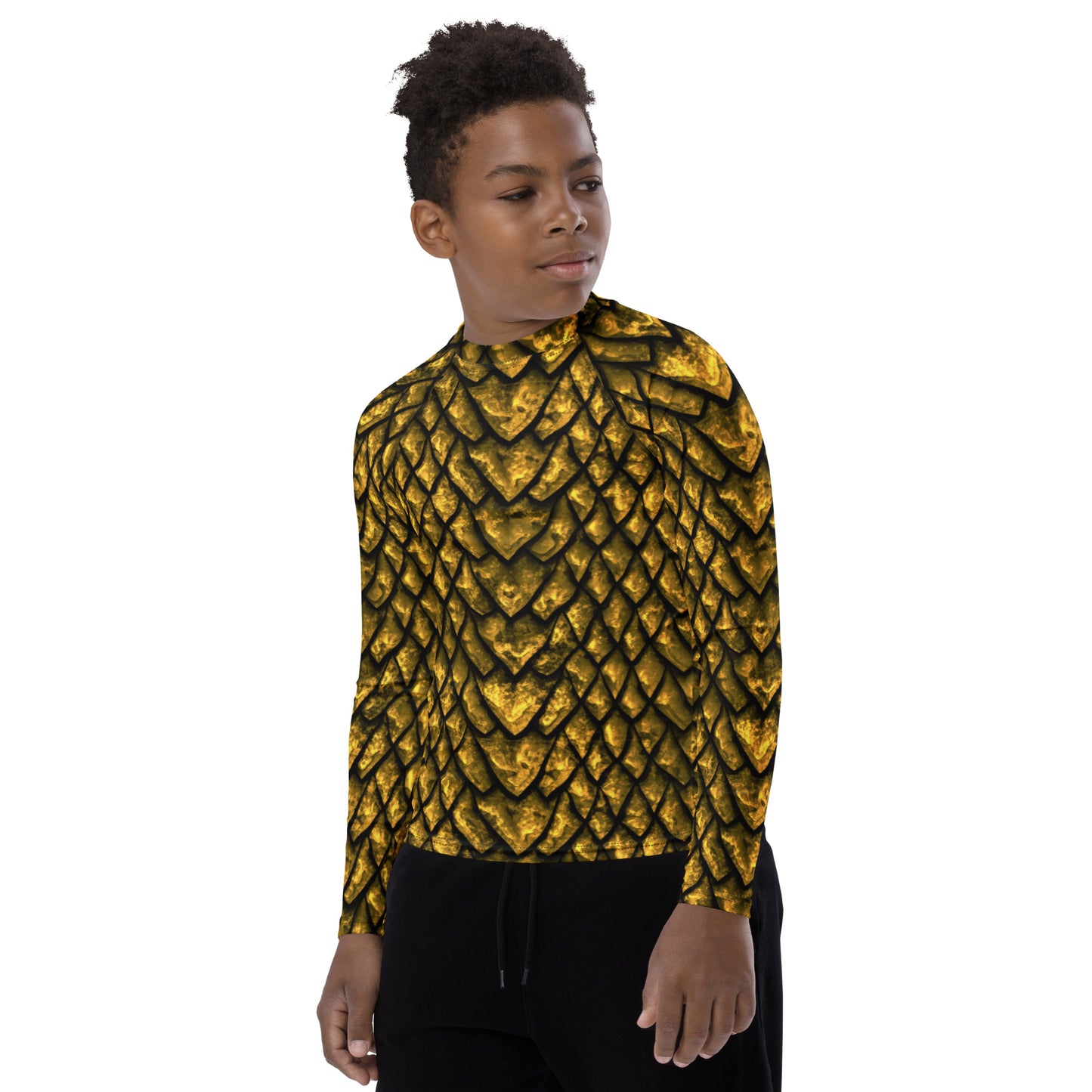 Gold Dragon Scale Youth Rash Guard