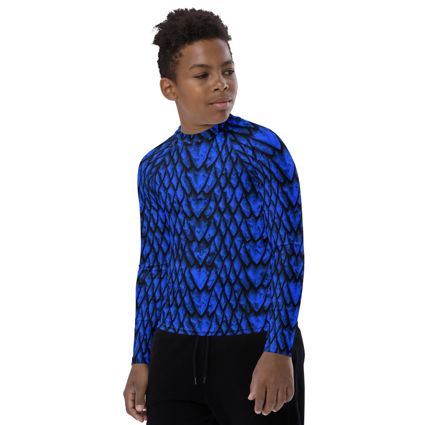 Sapphire Dragon Scale Youth Rash Guard