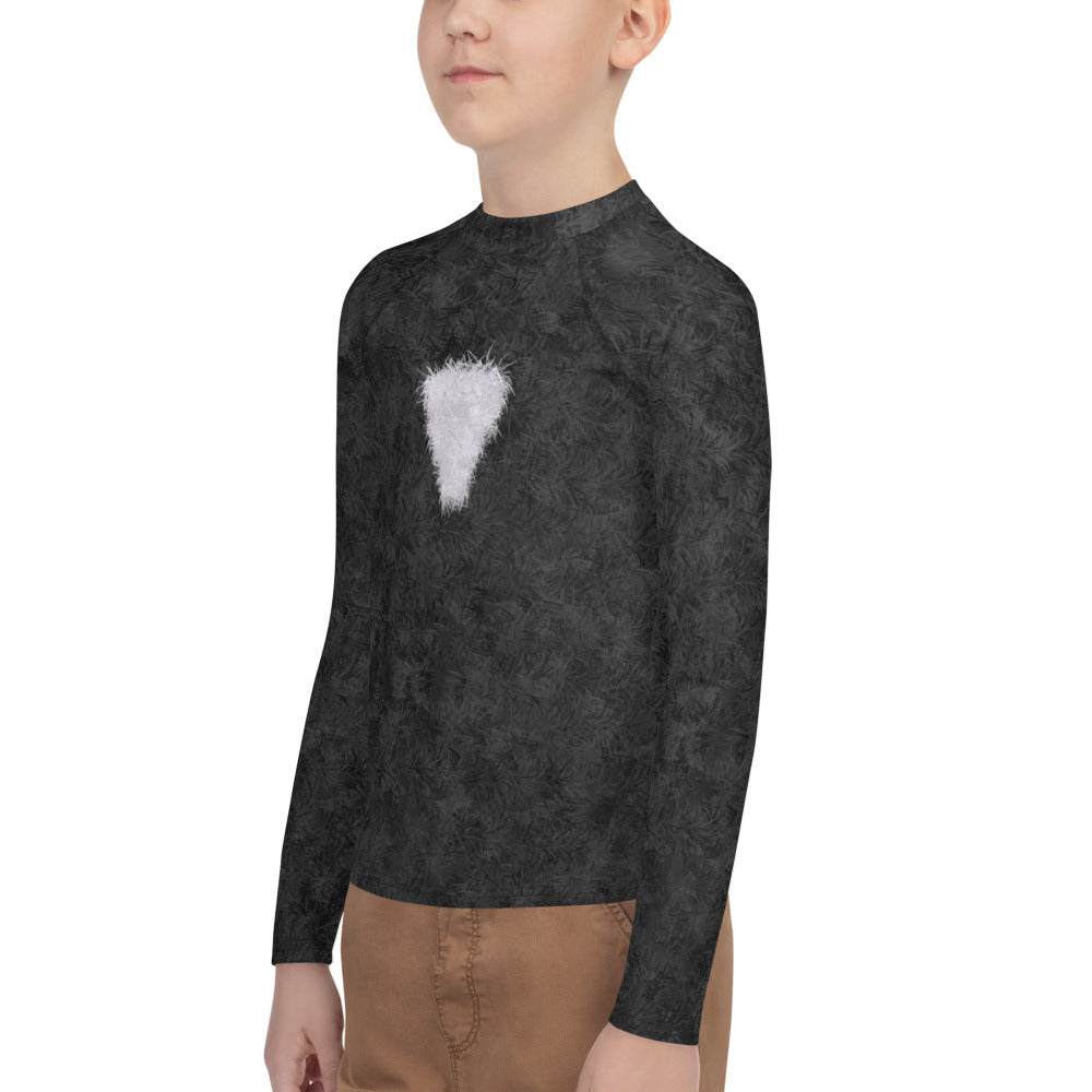 Black Cat with White Bib Fur Print Youth Rash Guard