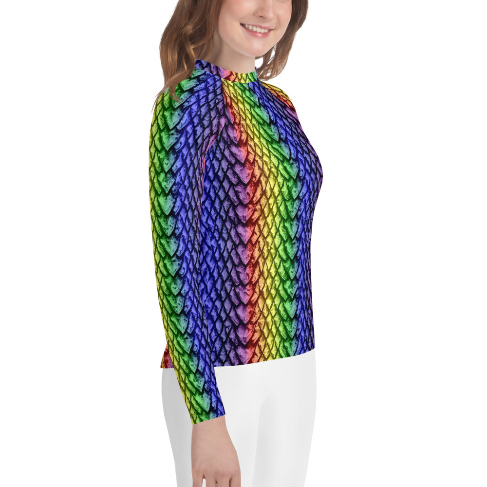 Rainbow Dragon Scale Youth Rash Guard