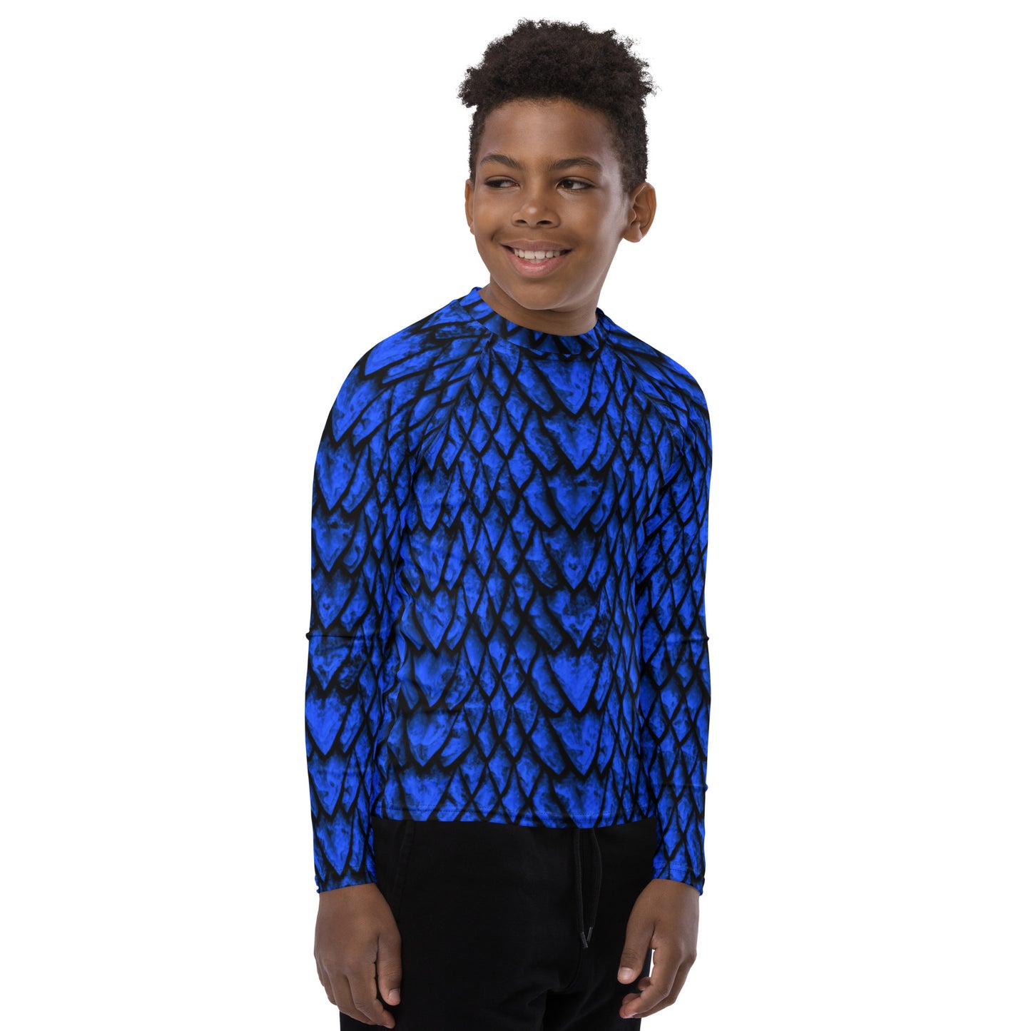 Sapphire Dragon Scale Youth Rash Guard