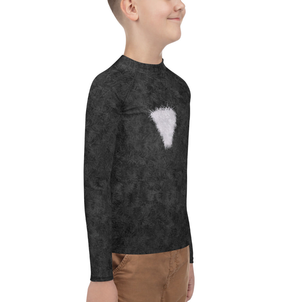 Black Cat with White Bib Fur Print Youth Rash Guard