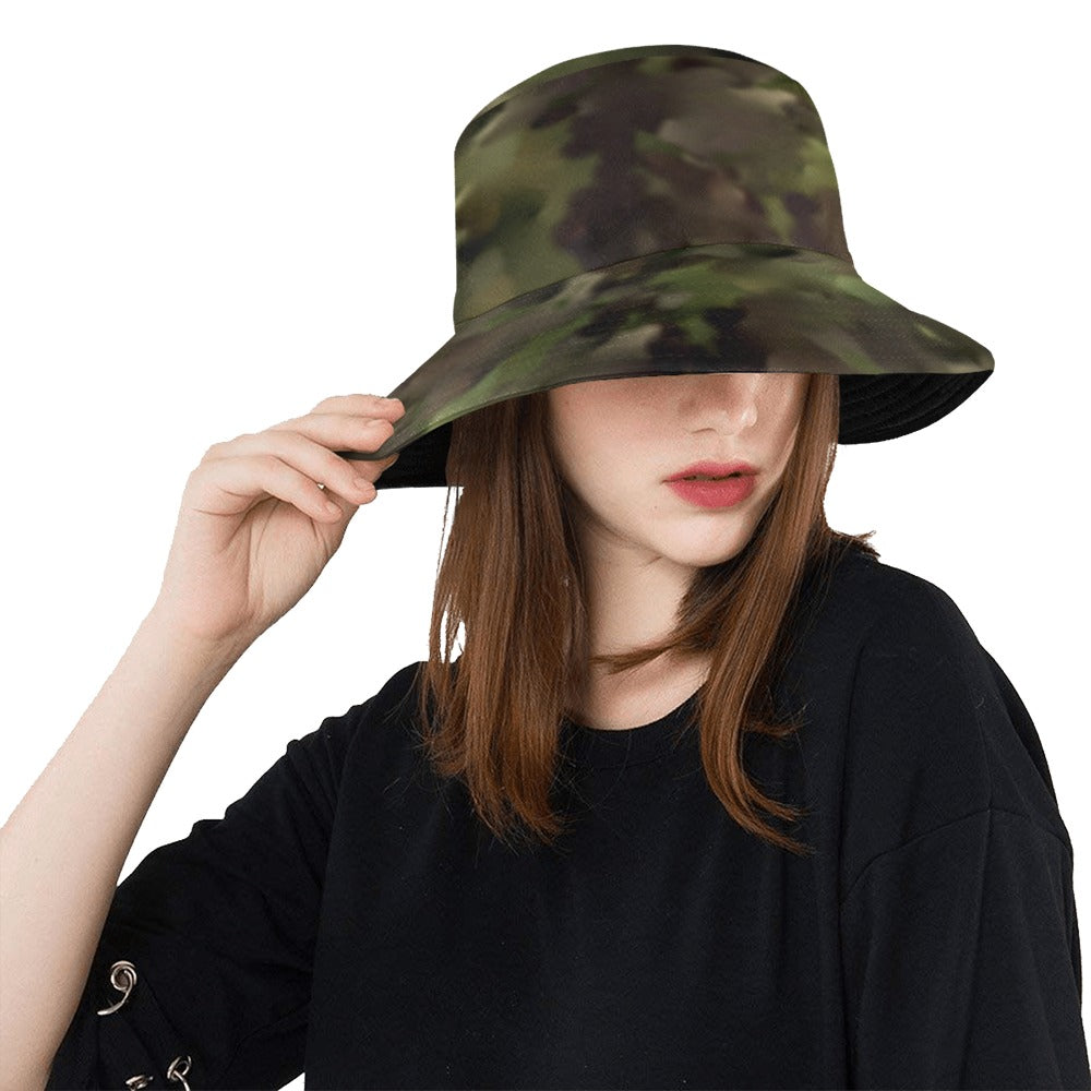 Subtle Dark Wood Camo Bucket Hat