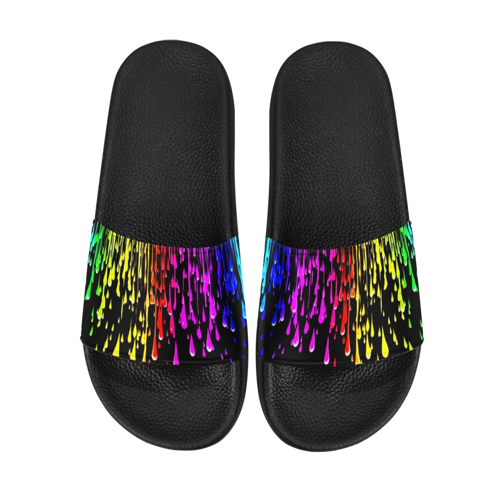 Rainbow Drip Men's Slide Sandals