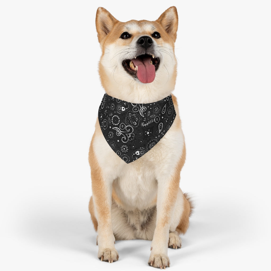 Black and White Paisley Pet Bandanna Collar