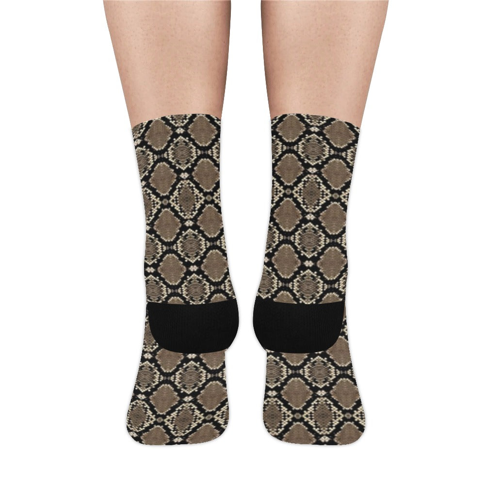 Snakeskin Print Sublimated Crew Socks