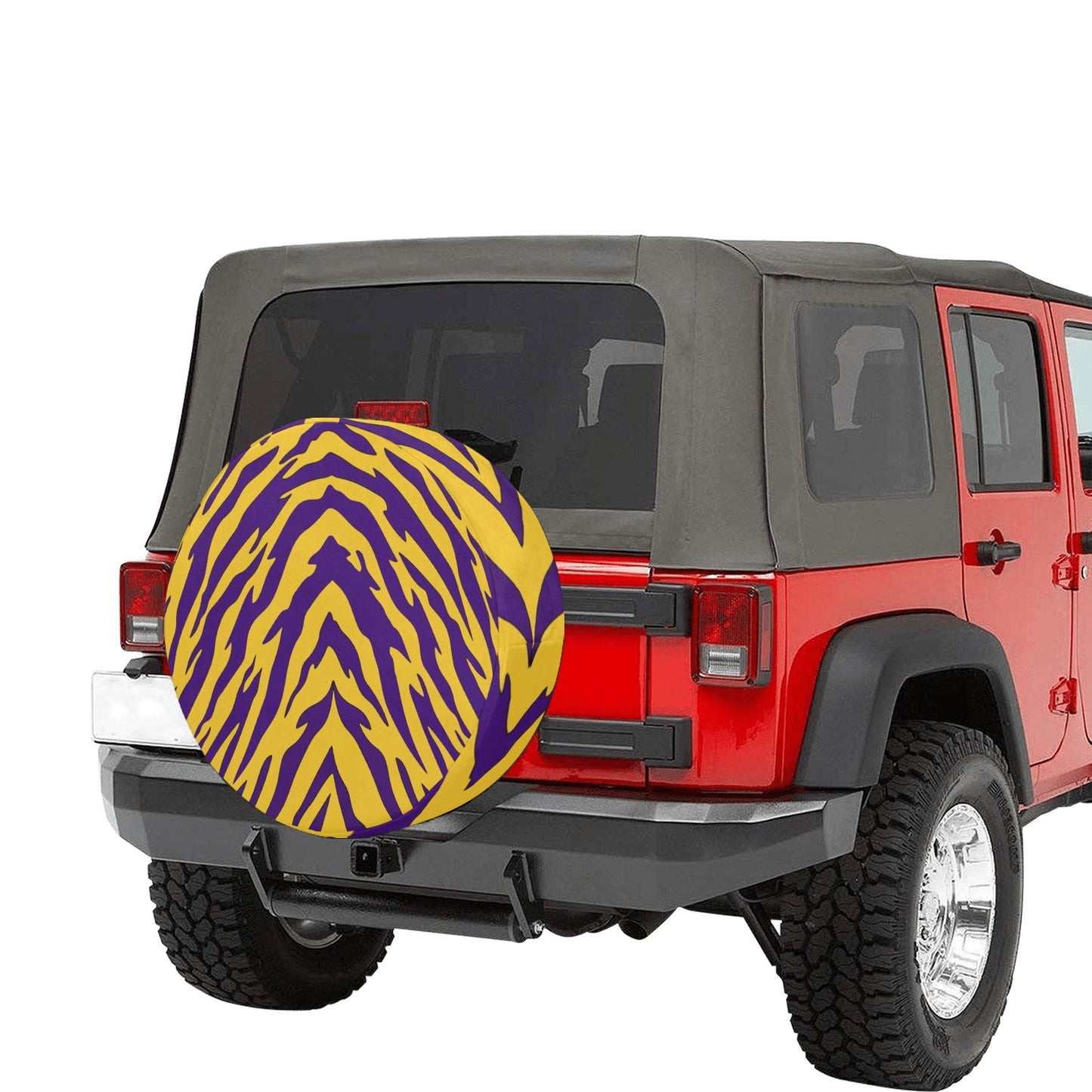 Purple and Gold Tiger Stripe Spare Tire Cover (Small) (15")