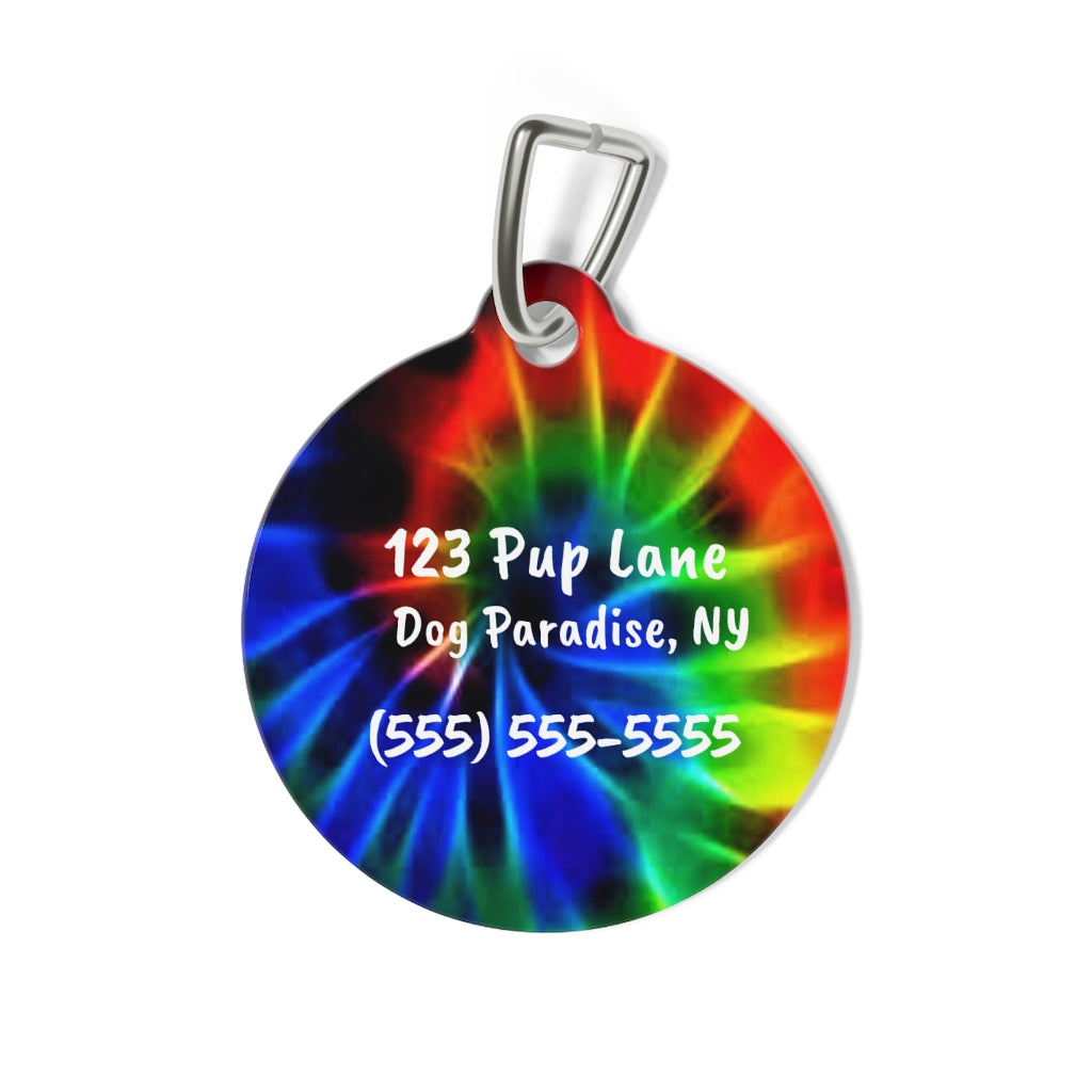 Tie Dye Personalized Double-Sided Pet Tag