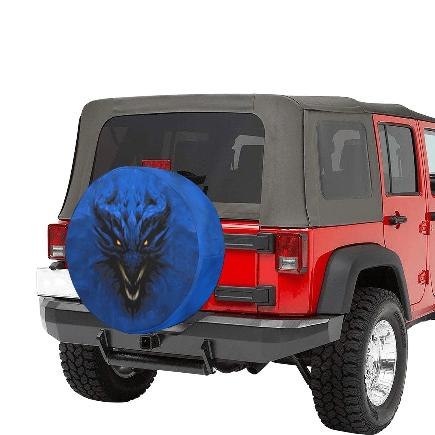 Bright Blue Shadow Dragon Spare Tire Cover Small 15"