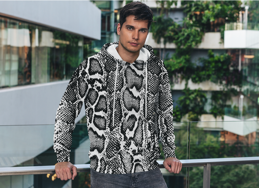 Black and White Python Skin Print Unisex Hoodie