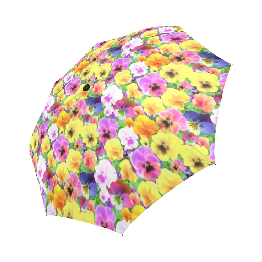 Pretty Pansies Automatic Foldable Umbrella