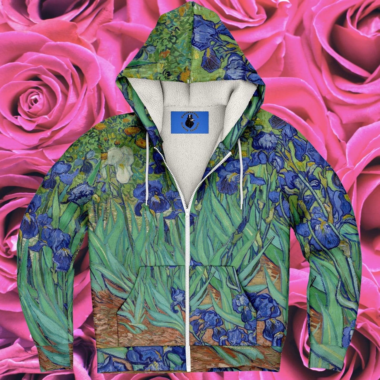 Irises by van Gogh Microfleece Zip-up Hoodie