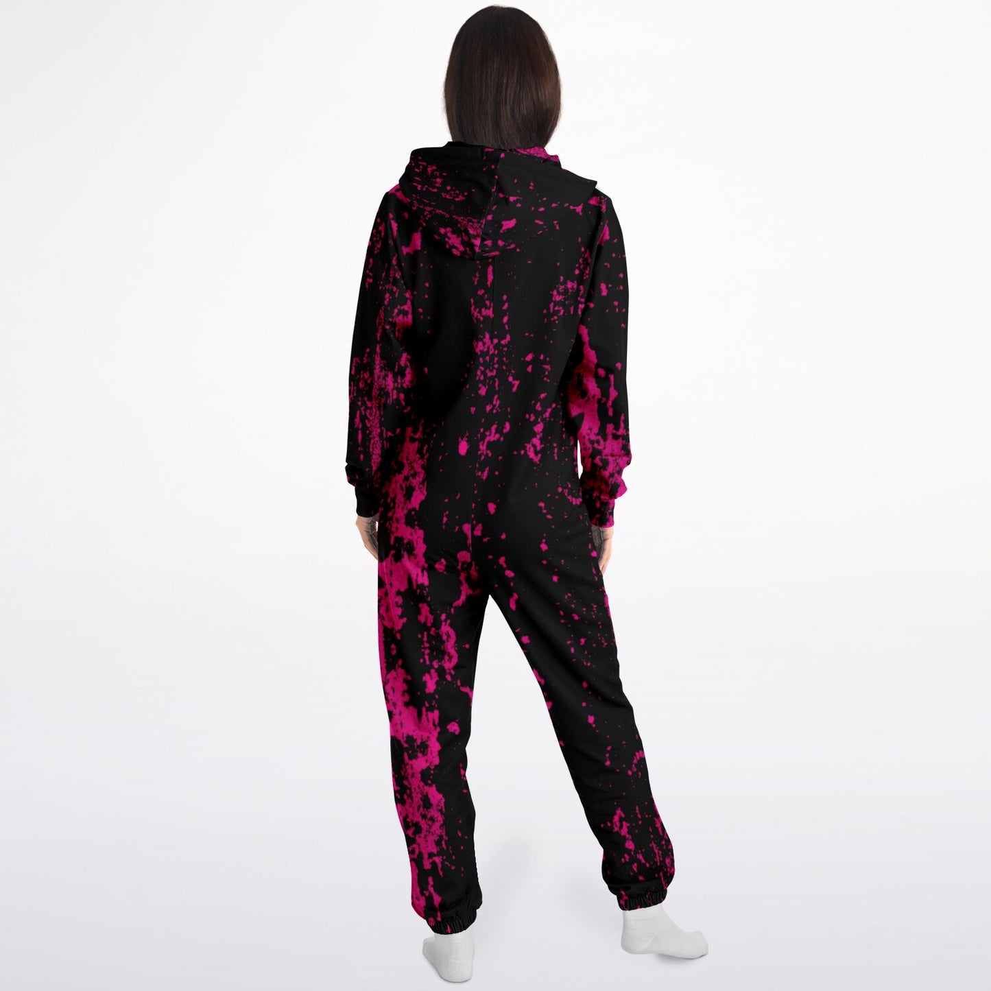 Pink Spray on Black Jumpsuit