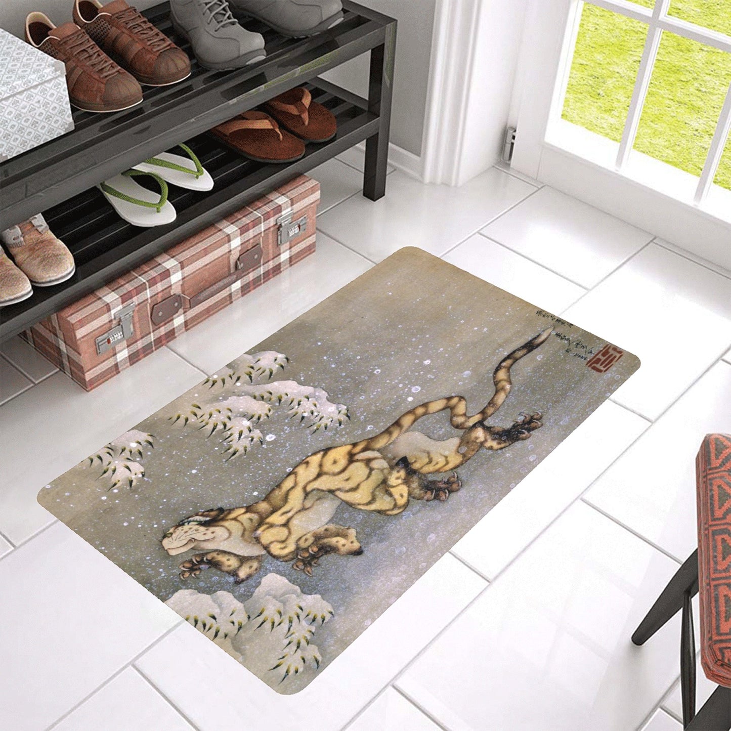 Old Tiger by Hokusai Rubber Doormat 30" x 18" (Made in USA)