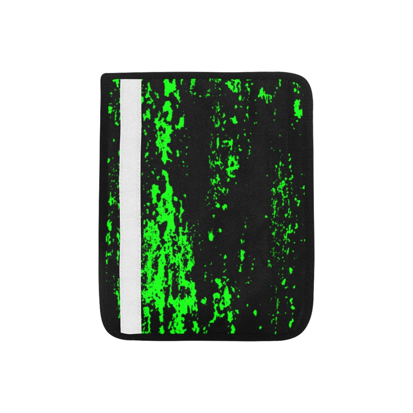 Neon Green Spray on Black Car Seat Belt Cover 7" x 8.5"