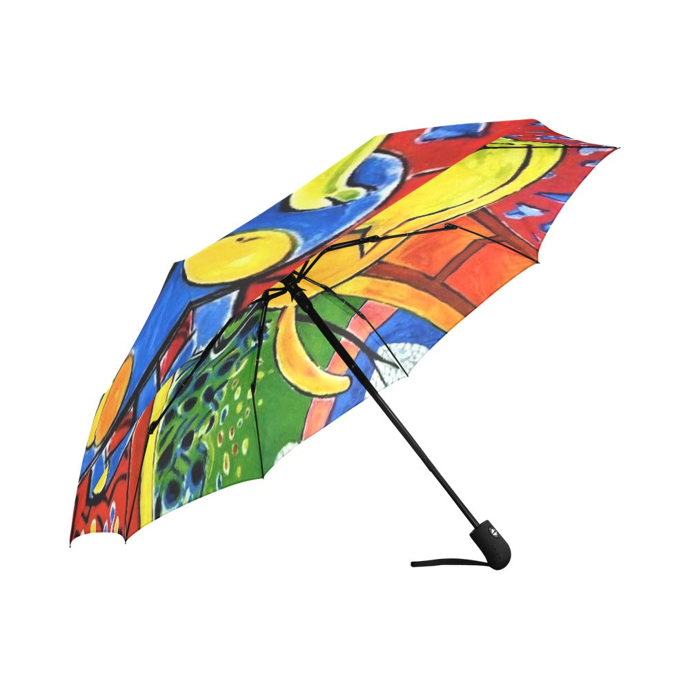Cat with Red Fishes Automatic Foldable Umbrella