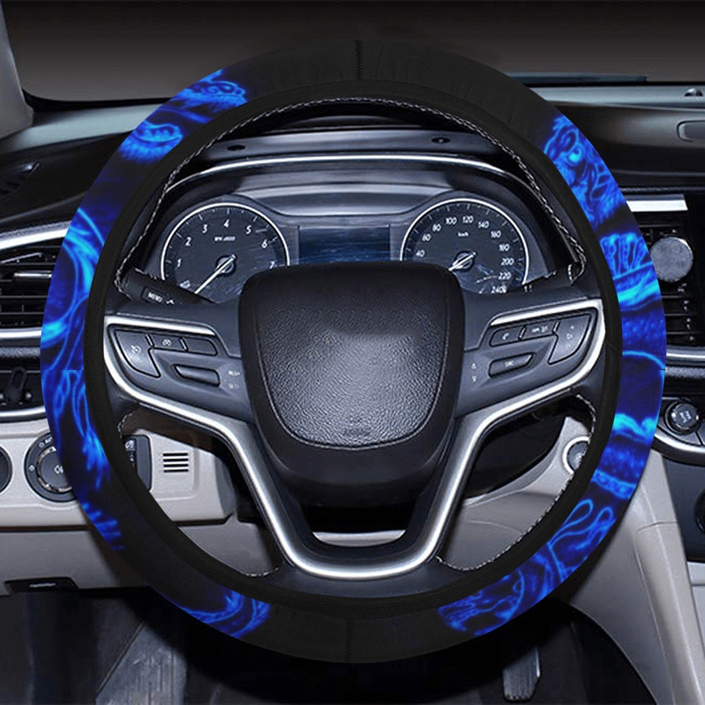 Blue Fire Dragon Steering Wheel Cover