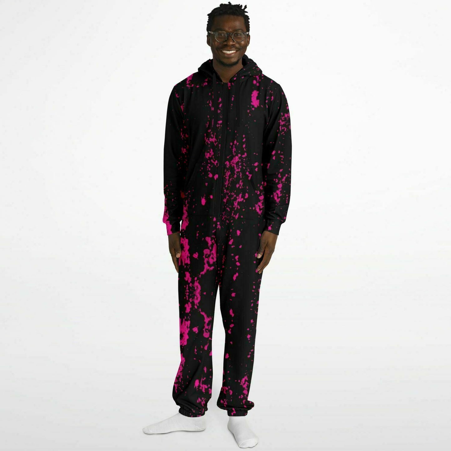 Pink Spray on Black Jumpsuit