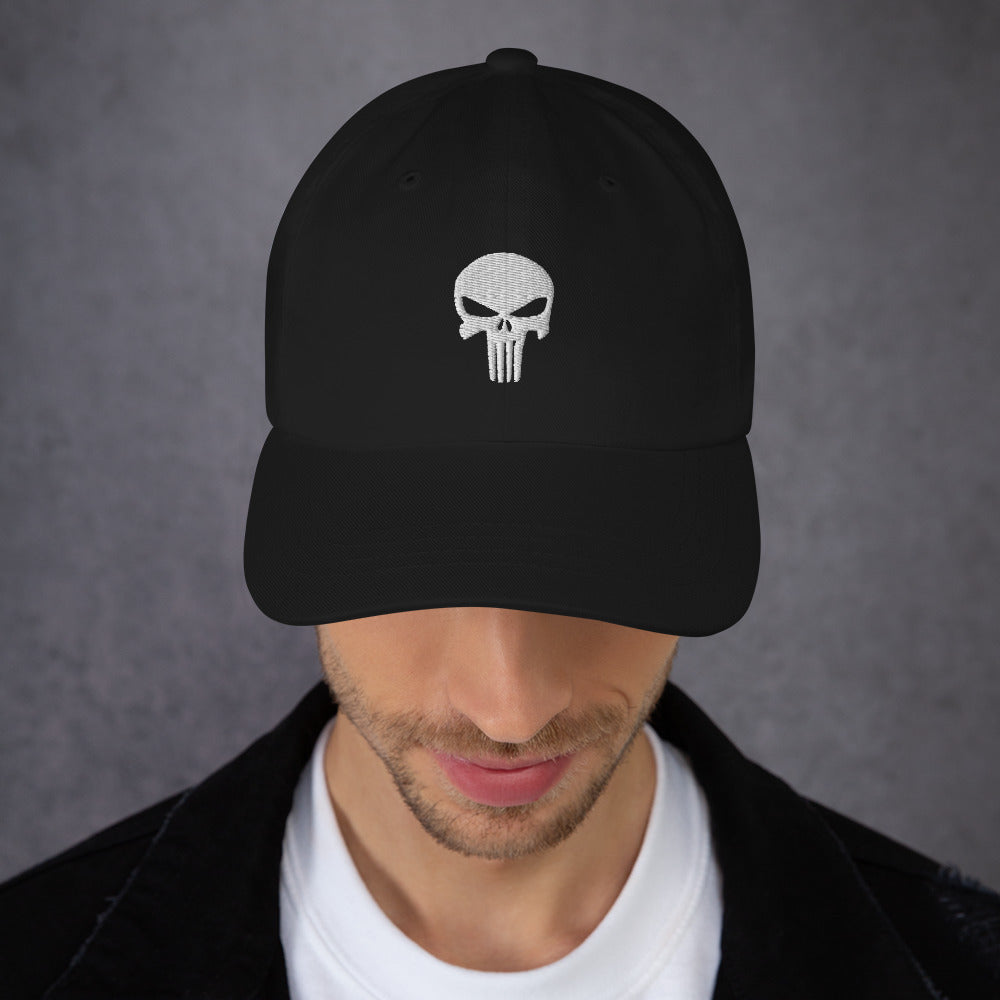 White Skull Embroidered Dad Hat