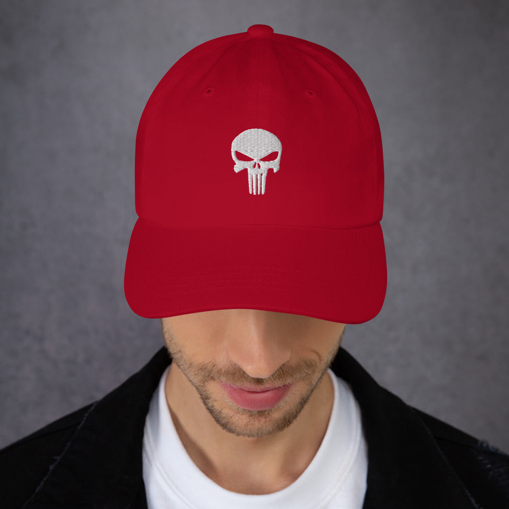 White Skull Embroidered Dad Hat