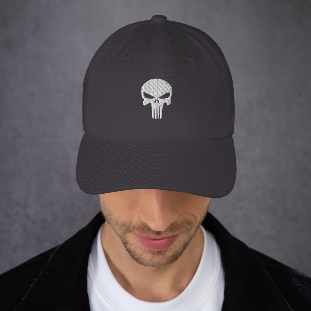 White Skull Embroidered Dad Hat