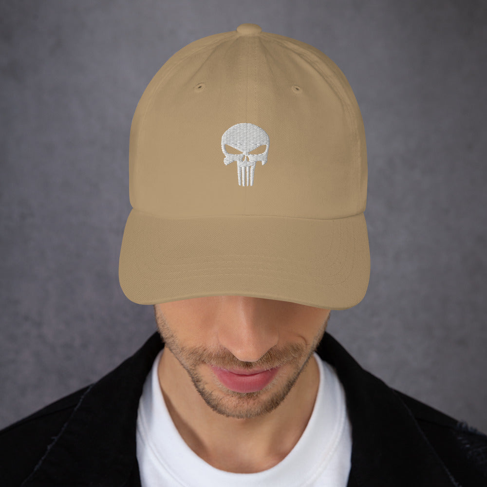 White Skull Embroidered Dad Hat