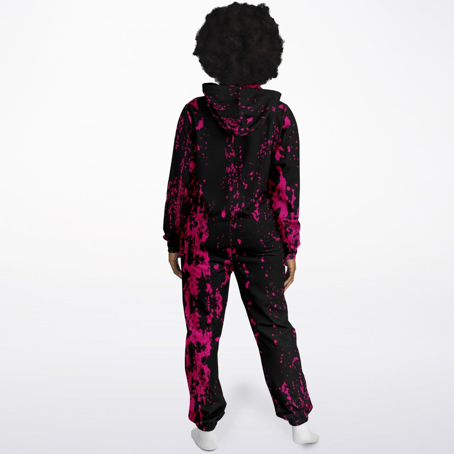 Pink Spray on Black Jumpsuit