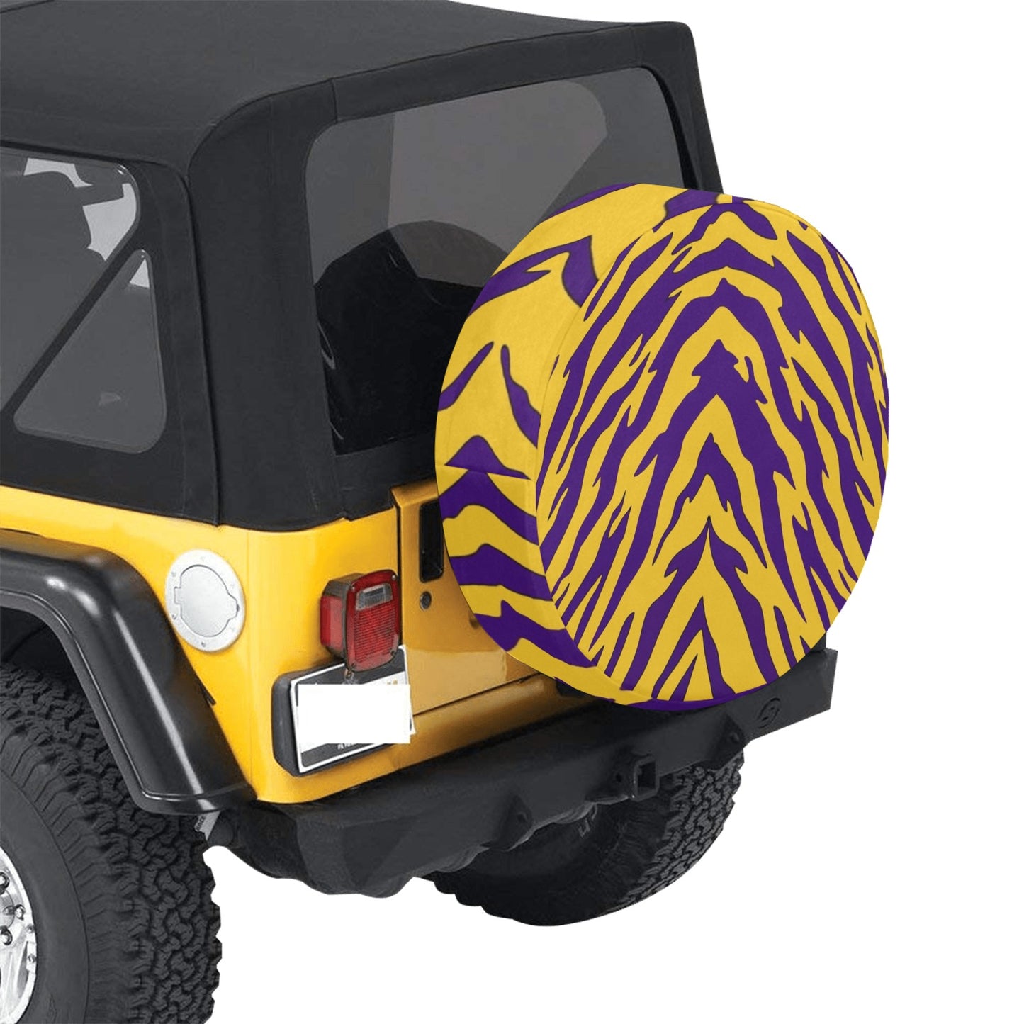 Purple and Gold Tiger Stripe Spare Tire Cover (Small) (15")