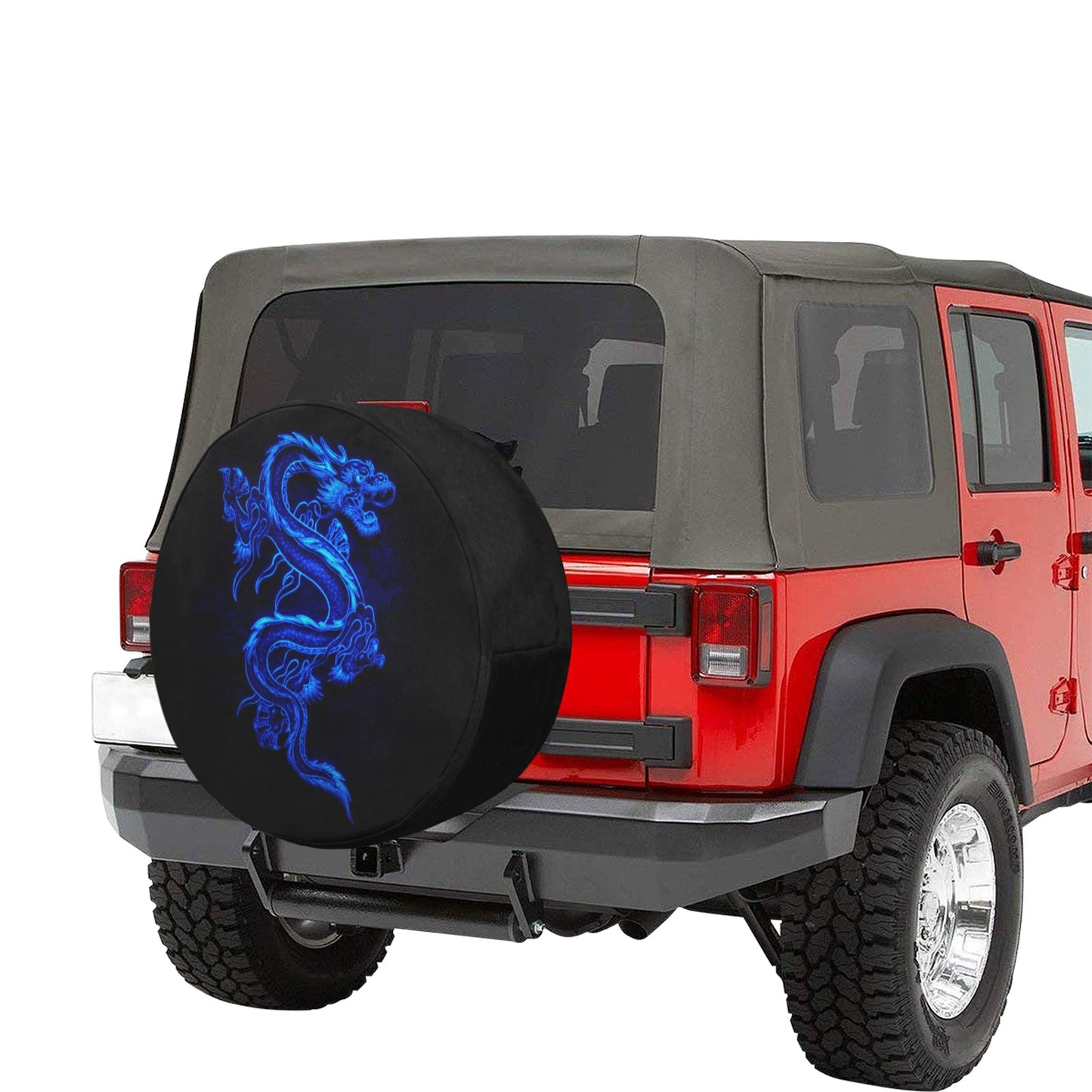 Blue Fire Dragon Spare Tire Cover (Large) (17")