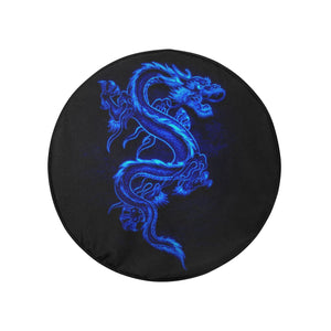 Blue Fire Dragon Spare Tire Cover (Medium) (16")