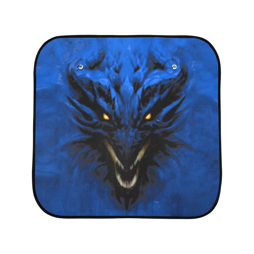 Rich Blue Shadow Dragon Auto Sun Shade (28" x 28") (Small) (Two Pieces)