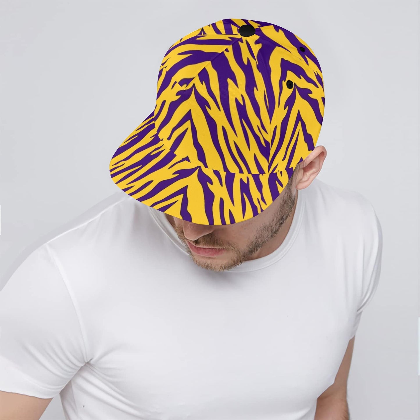 Purple and Gold Tiger Stripe Snapback Cap