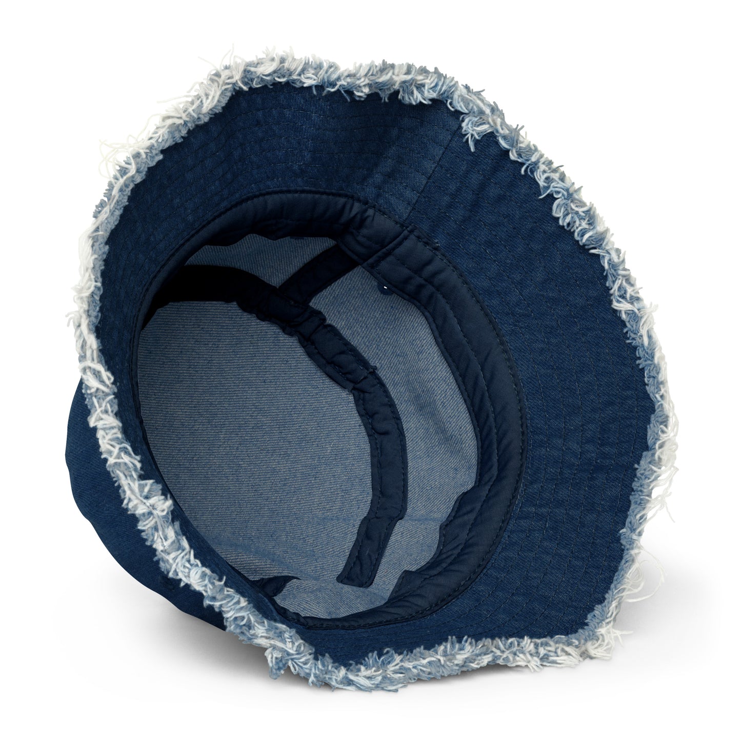 Spiral Snake Embroidered Distressed Denim Bucket Hat