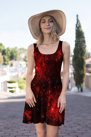 Crimson Cosmos Skater Dress