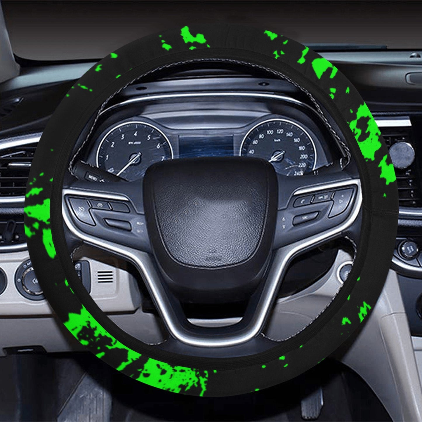 Neon Green Spray Steering Wheel Cover with Elastic Edge