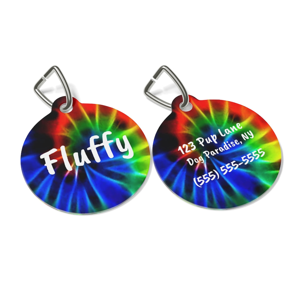 Tie Dye Personalized Double-Sided Pet Tag