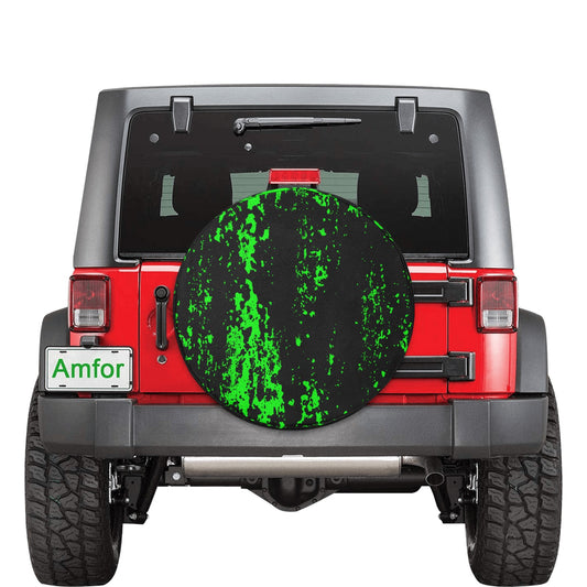 Neon Green Spray on Black Spare Tire Cover (Small) (15")