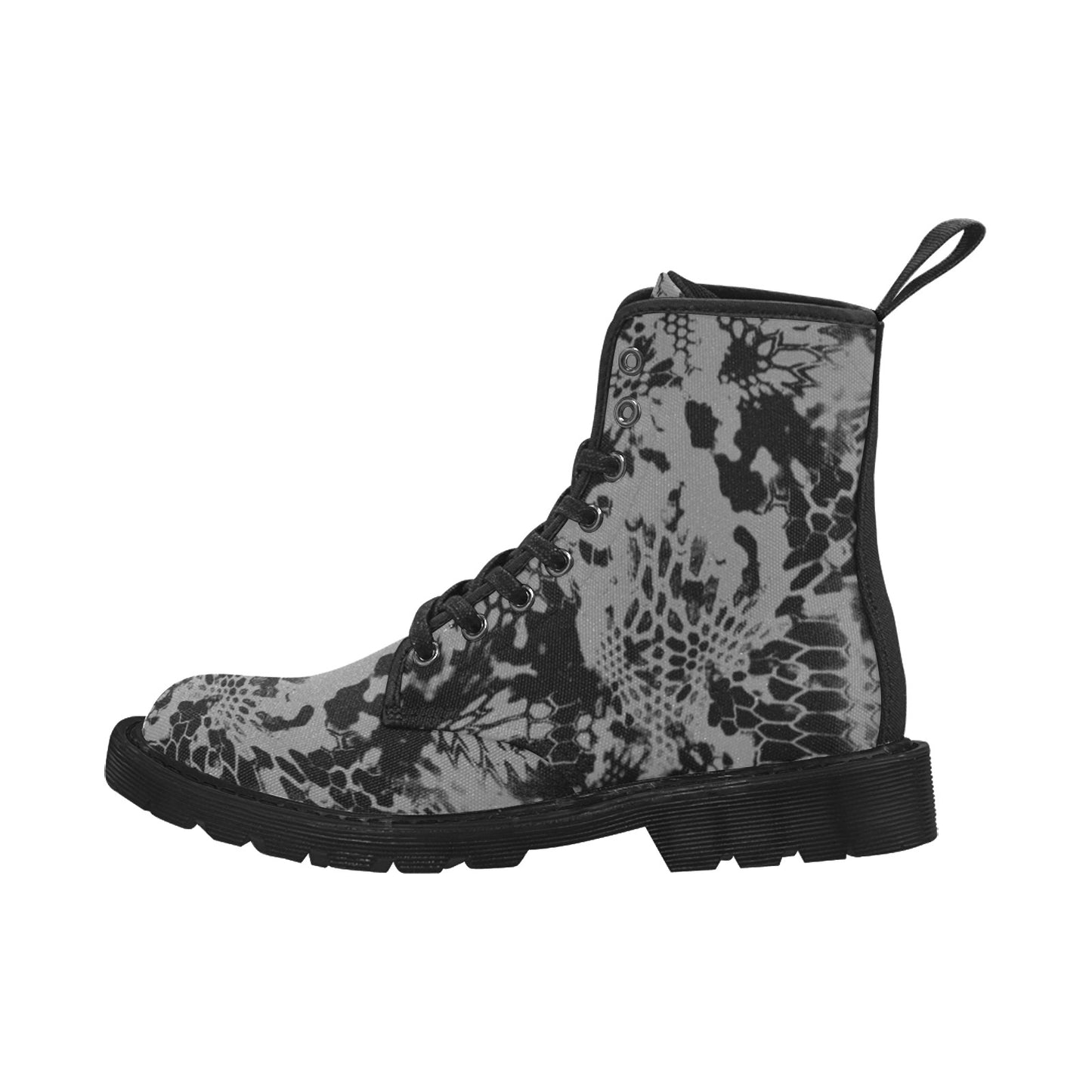 Grey and Black Camo Canvas Men's Lace Up Boots