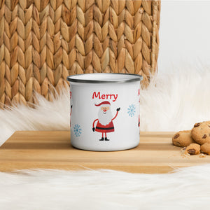 Merry Santa Enamel Camp Mug