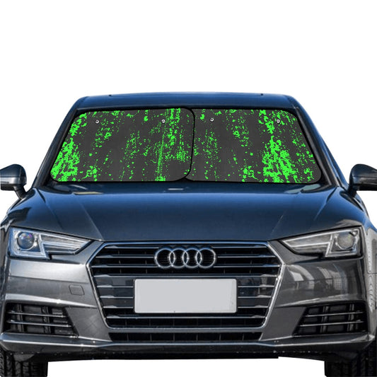 Neon Green Spray Windshield Sun Shade (28" x 28") (Small) (Two Pieces)